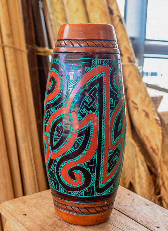 Vaso Cerâmica Verde e Terracota