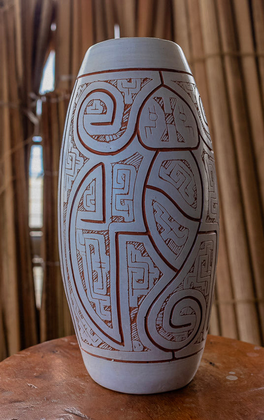 Vaso Cerâmica Grafismos Indígenas