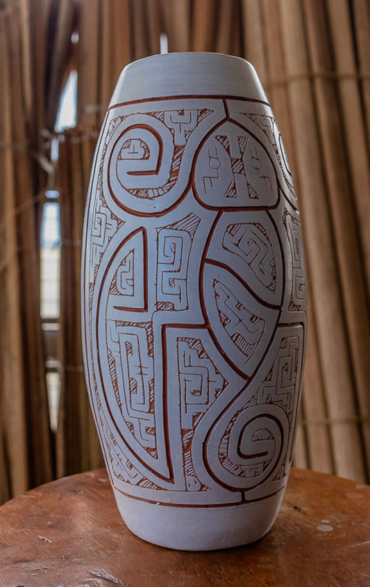 Vaso Cerâmica Grafismos Indígenas