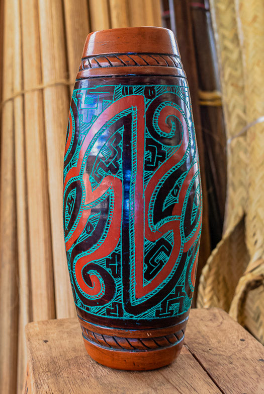 Vaso Cerâmica Verde e Terracota